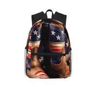 OAZCVBNN American Flag With Cowboy Boots Print Casual Backpack Travel Outdoor Adventures Commuting Lightweight Dual Shoulder Bag