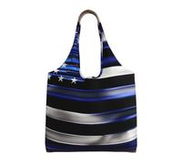 OAZCVBNN American Thin Blue Line Flag Print Large Size Canvas Tote Bag Unisex Lightweight Shoulder Handbag Shopping Travel Daily