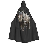 OAZCVBNN Animal Rhino Print Hooded Cloak Unisex Adult For Halloween Christmas Carnival Theme Parties Costume