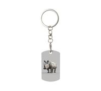 OAZCVBNN Animal Rhino Print Rectangular Metal Keychain Unisex For Car Home Office Gift Anniversary Keyring