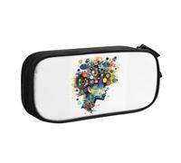 OAZCVBNN Artificial Intelligence Brain Print Pencil Case Storage Makeup Erasers Pens Students School Office Multi-Scenes Use