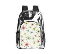 OAZCVBNN Atomic Stars Retro Pattern Print Unisex Clear Backpack Transparent Student Rucksack for Work Gym Camping Outdoor