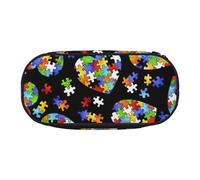 OAZCVBNN Autism Awareness Puzzle Pieces Heart Print Lightweight Convenience Pencil Bag School Students Pen Case Makeup Travel Boy Girl