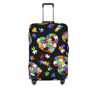 OAZCVBNN Autism Awareness Puzzle Pieces Heart Print Unique Suitcase Covers Travel Luggage Cover with Elastic Anti Scratch Design
