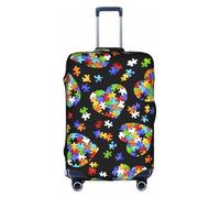 OAZCVBNN Autism Awareness Puzzle Pieces Heart Print Universal Travel Suitcase Cover Weekend Getaways Trips Elastic Luggage Protector