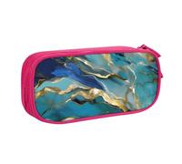 OAZCVBNN Azurite Teal and Foil Gold Oil Marble Pattern Print Pencil Case Storage Makeup Erasers Pens Students School Office Multi-Scenes Use