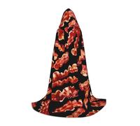 OAZCVBNN Bacon Pattern Print Wizard Robe Halloween And Carnival Parties Hooded Cloak For Men Women Teens Kids