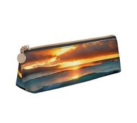 OAZCVBNN Beach Maui Hawaii Sunset Sea Waves Clouds Print Leather Pencil Case Stylish Pouch School Travel Makeup Organization Lightweight