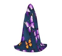 OAZCVBNN Beautiful Purple Butterfly Print Wizard Robe Halloween And Carnival Parties Hooded Cloak For Men Women Teens Kids