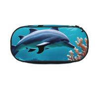 OAZCVBNN Beautiful Underwater World Dolphins Coral Print Lightweight Convenience Pencil Bag School Students Pen Case Makeup Travel Boy Girl