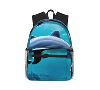 OAZCVBNN Beautiful Underwater World Dolphins Coral Print Lightweight Water-Resistant Casual Backpack Daily Travel Hiking Weekend Getaways