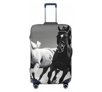 OAZCVBNN Black and White Horses Running Print Unique Suitcase Covers Travel Luggage Cover with Elastic Anti Scratch Design