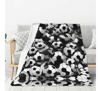 OAZCVBNN Black and White Soccer Ball Pattern Print Year-Round Versatility Blanket Couch Blankets Bedding Gifts Super Soft Hand Feel