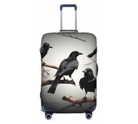 OAZCVBNN Black Crow Birds on a Branch Print Unique Suitcase Covers Travel Luggage Cover with Elastic Anti Scratch Design