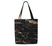 OAZCVBNN Black Gold Marble Print Canvas Shoulder Bag Large Capacity Reusable Tote Foldable Office Travel Picnic