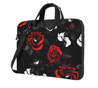OAZCVBNN Black White And Red Roses Print Versatile Laptop Bag Stylish Laptops Case With Messenger Shoulder Briefcase Options
