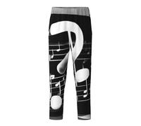 OAZCVBNN Black White Music Note Print Breathable Trousers Holiday Season Festive Celebrations Women Men Pajama Family Fun