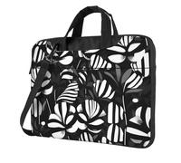 OAZCVBNN Black White Striped Flowers Print Versatile Laptop Bag Stylish Laptops Case With Messenger Shoulder Briefcase Options