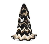 OAZCVBNN Black White Tan Zigzag Print Wizard Robe Halloween And Carnival Parties Hooded Cloak For Men Women Teens Kids