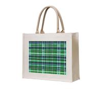 OAZCVBNN Blue And Green Scottish Tartan Print Eco-Conscious Tote Bag Unisex Large Reusable Everyday Office Shopping Beach Travel