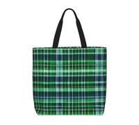OAZCVBNN Blue And Green Scottish Tartan Print Extra-Large Tote Organizer Bag For Women Men Lightweight Reusable Shoulder Tote