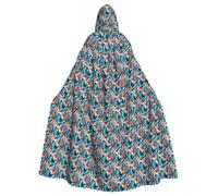 OAZCVBNN Blue Butterfly Print Halloween Hooded Cloak Full Length Adults Kids Unisex Medieval Cosplay Costume