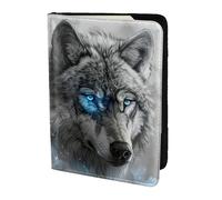 OAZCVBNN Blue Eyes Wolf Print Men and Women Passport Document Wallet Case Cover for Business and Leisure Trips