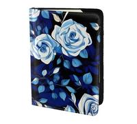 OAZCVBNN Blue Flower Pattern Roses Print Men and Women Passport Document Wallet Case Cover for Business and Leisure Trips