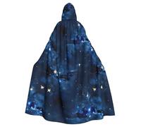 OAZCVBNN Blue Galaxy Print Halloween Hooded Cloak Full Length Adults Kids Unisex Medieval Cosplay Costume
