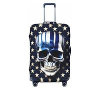 OAZCVBNN Blue Stripe Stars Skull Print Unique Suitcase Covers Travel Luggage Cover with Elastic Anti Scratch Design
