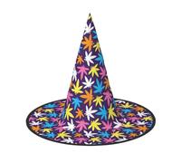 OAZCVBNN Bright Colorful Weed Pattern Print Unisex Halloween Witch Hat For Carnival Cosplay Foldable Cap And Themed Parties