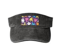 OAZCVBNN Bright Colorful Weed Pattern Print Washed Unique Cap Vintage Hat Adjustable Buckle Classic Fashion Casual Sport Caps Black
