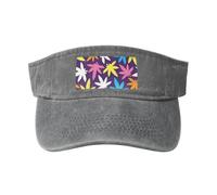OAZCVBNN Bright Colorful Weed Pattern Print Washed Unique Cap Vintage Hat Adjustable Buckle Classic Fashion Casual Sport Caps Gray
