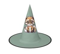 OAZCVBNN Cartoon Cute Raccoon Print Unisex Halloween Witch Hat For Carnival Cosplay Foldable Cap And Themed Parties