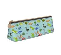 OAZCVBNN Cartoon Dinosaur Images Print Leather Pencil Case Stylish Pouch School Travel Makeup Organization Lightweight