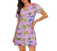 OAZCVBNN Cartoon Dinosaur Images Print Skin Friendly Sleepwear Softness Stretch Pyjamas Leisurely Walks Shopping Trips Black