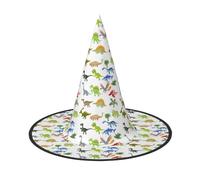 OAZCVBNN Cartoon Dinosaur Images Print Unisex Halloween Witch Hat For Carnival Cosplay Foldable Cap And Themed Parties