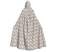 OAZCVBNN Cat And Dog Faces Bulldog Beagle Labrador Print Hooded Cloak Unisex Adult For Halloween Christmas Carnival Theme Parties Costume