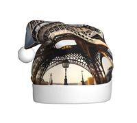 OAZCVBNN Cityscape Paris Eiffel Tower France Print Christmas Hat Festive Adult Santa Cap Trim New Year Party Holiday Seasonal Decor