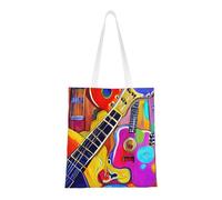 OAZCVBNN Color Acoustic And Guitars Print Stylish Bag Shopping Bags Lightweight Versatile Travel Work Gym Beach All-Day Use