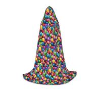 OAZCVBNN Colorful Balloons Blue Sky Print Wizard Robe Halloween And Carnival Parties Hooded Cloak For Men Women Teens Kids