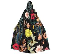 OAZCVBNN Colorful Boho Floral Print Hooded Cloak Unisex Adult For Halloween Christmas Carnival Theme Parties Costume