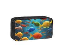 OAZCVBNN Colorful Fishes Print Large-Capacity Spacious Pen Case Stationery Organizer Pouch Office Travel Dorm