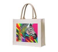 OAZCVBNN Colorful Rainbow Zebra Print Eco-Conscious Tote Bag Unisex Large Reusable Everyday Office Shopping Beach Travel