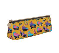OAZCVBNN Colorful Roller Skates Print Leather Pencil Case Stylish Pouch School Travel Makeup Organization Lightweight