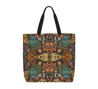OAZCVBNN Colorful Sugar Skulls Print Stylish Tote Reusable Eco-Friendly Travel Bag Lightweight Work Casual Daily Use
