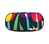 OAZCVBNN Colorful Tulips Print Lightweight Convenience Pencil Bag School Students Pen Case Makeup Travel Boy Girl