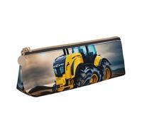 OAZCVBNN Company Farm Tractor Print Leather Pencil Case Stylish Pouch School Travel Makeup Organization Lightweight