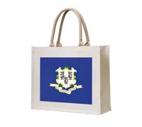 OAZCVBNN Connecticut State Flag Print Eco-Conscious Tote Bag Unisex Large Reusable Everyday Office Shopping Beach Travel