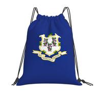OAZCVBNN Connecticut State Flag Print Men Women Lightweight Foldable Drawstring Bag Sports Travel Yoga Workout Backpack